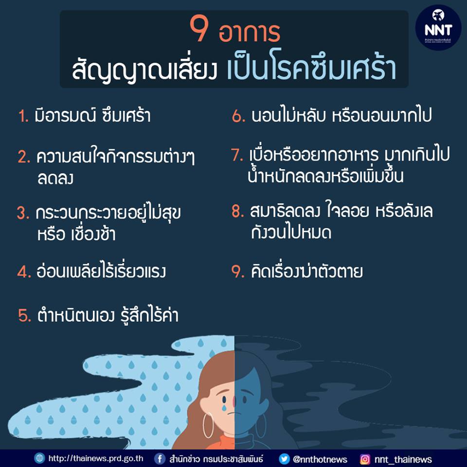 9 สัญญาณเสี่ยง เป็น "โรคซึมเศร้า" อย่าปล่อยให้ ความเศร้าคุกคามคุณ