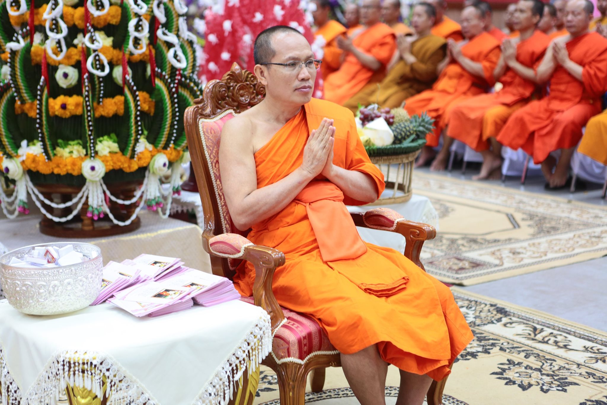 คณะสงฆ์ จ.น่าน จัดพิธีบายศรีทูลขวัญ มุทิตาแด่พระเทพเวที ผู้รักษาการแทนเจ้าคณะภาค 6