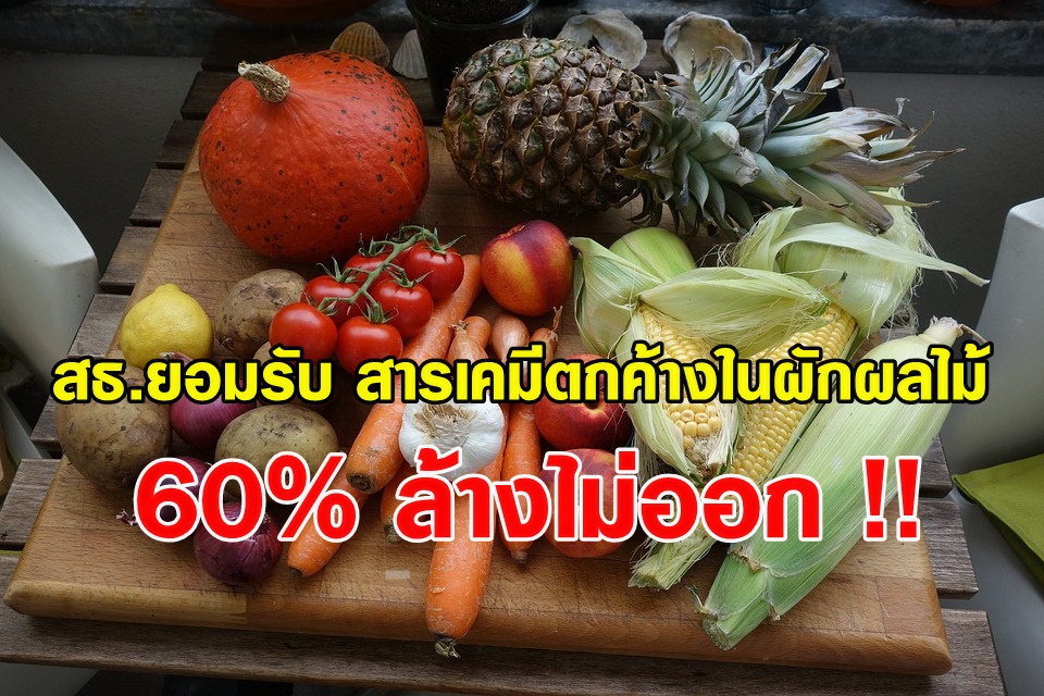 สธ.ยอมรับ 60% สารตกค้างในผัก ผลไม้ ล้างไม่ออก !!