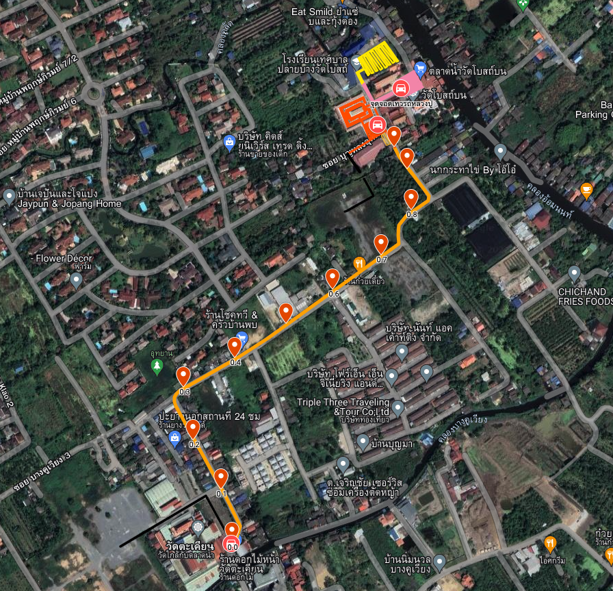 แผนที่ และผังจราจร เส้นทางเดินพระธรรมยาตรา รายวัน